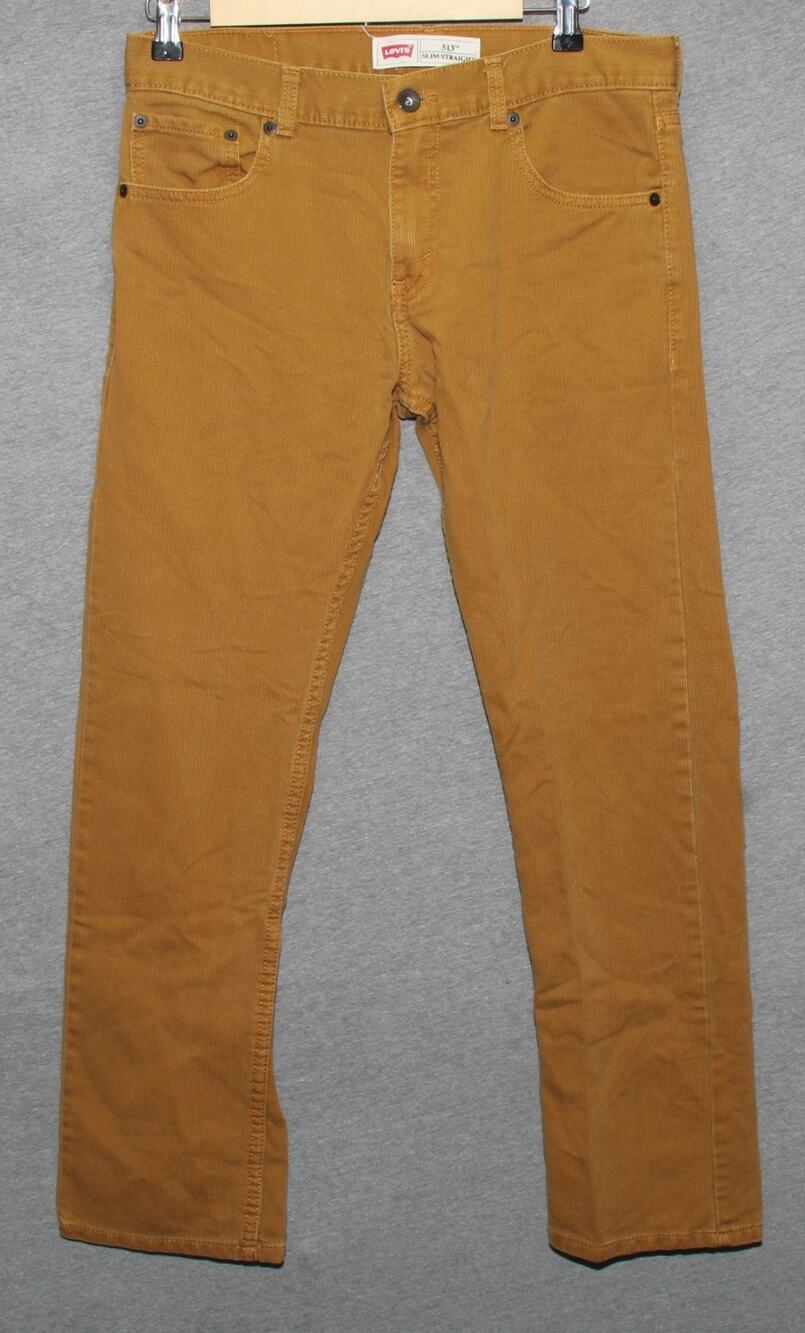 Levi's 513 Boys Slim Straight Corduroy Pants Size 18 Reg 29x29 Tan Bronze Brown